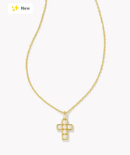 Load image into Gallery viewer, KENDRA SCOTT Pearl Gold Cross Short Pendant Necklace in White Pearl 9608875886