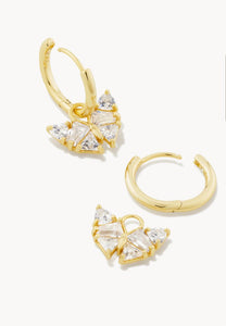Kendra Scott-Blair Gold Butterfly Huggie Earrings in White Crystal 9608862046