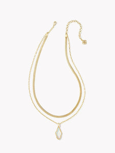 KENDRA SCOTT Evelyn Gold Multi Strand Necklace in Rock Crystal Dichroic 9608871585