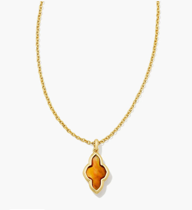 KENDRA SCOTT Framed Abbie Gold Short Pendant Necklace in Marbled # 9608853636