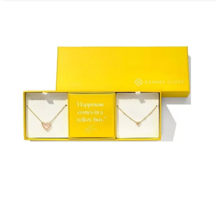 KENDRA SCOTT- Ari Heart Gift Set of 2 in Gold Rose Quartz 9608875775