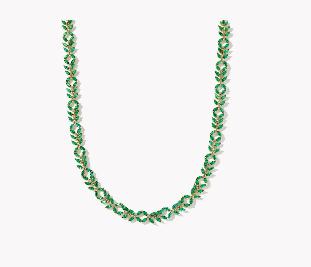 KENDRA SCOTT Rosalie Gold Tennis Necklace in Green Crystal 9608873100