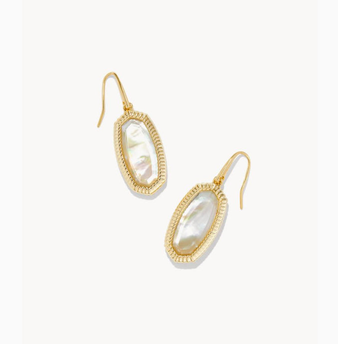 KENDRA SCOTT Dani Gold Ridge Frame Drop Earrings in Golden Abalone 9608861460