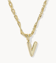 Load image into Gallery viewer, KENDRA SCOTT Bubble Letter V Gold Short Pendant Necklace 9608805627