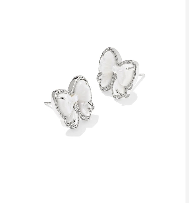 Kendra Scott-Haley Bow Stud Earrings Silver Ivory Mother Of Pearl 9608886828