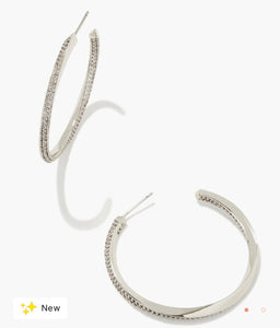 KENDRA SCOTT Ella Silver Hoop Earrings in White Crystal 9608851538