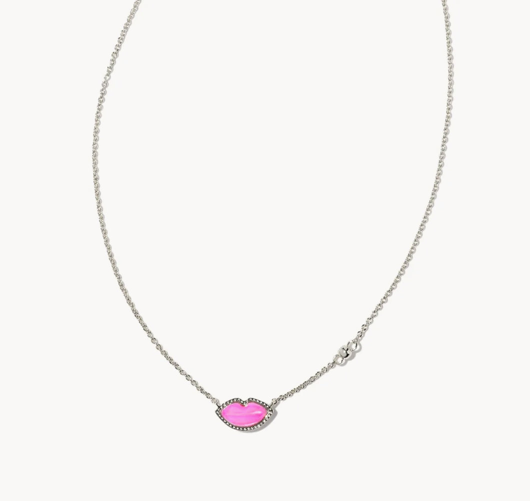 Kendra Scott-Lips Silver Pendant Necklace in Hot Pink Mother-of-Pearl 9608867038