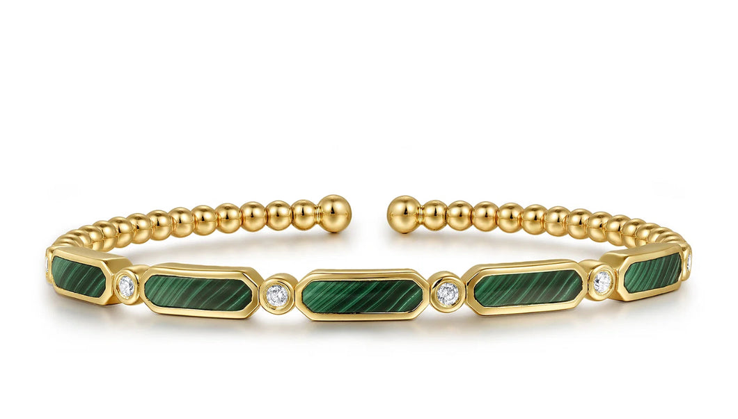 Gabriel & Co-14K Yellow Gold Diamond and Malachite Bujukan Bangle
BG4940-62Y45MA