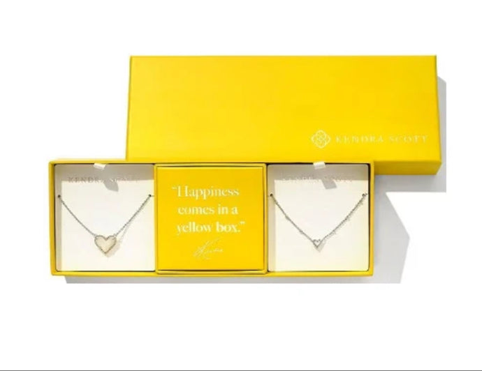 KENDRA SCOTT- Ari Heart Gift Set of 2 in Rhodium Ivory Mother of Pearl 9608875449