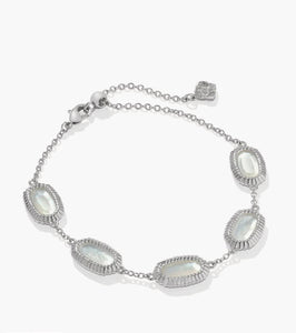 KENDRA SCOTT Grayson Silver Ridge Frame Link Bracelet in Ivory Mother-of-Pearl 9608864648