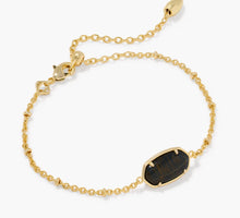 Load image into Gallery viewer, Kendra Scott-Tiger Striped Elaina Gold Delicate Chain Bracelet in Dark Brown Hawk's Eye 9608806369