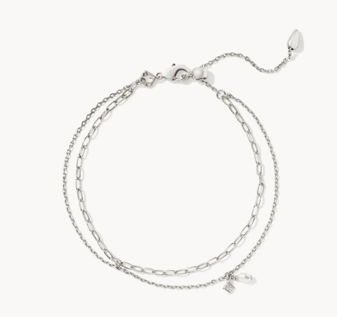 KENDRA SCOTT Eve Silver Multi Strand Bracelet in White Pearl 9608866334