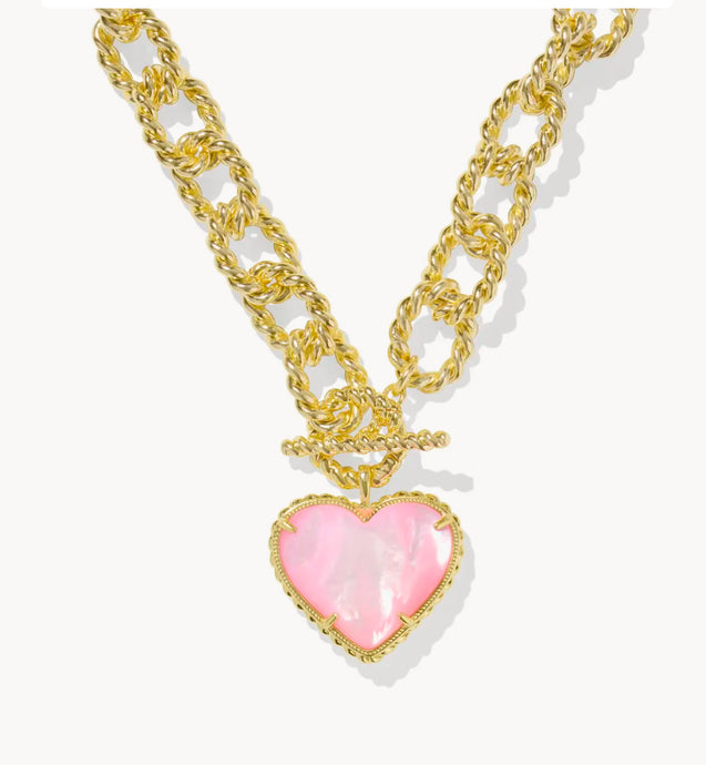 Kendra Scott-Haisley Heart Gold Statement Necklace in Blush Ivory Mother-9608875699