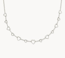 Load image into Gallery viewer, Kendra Scott-Haisley Heart Silver Strand Necklace in White Crystal 9608875429