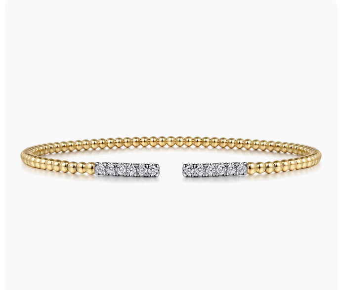 Gabriel & Co-14K Yellow Gold Bujukan Diamond Bars Bangle BG4218-57Y45JJ