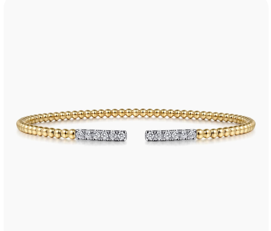 Gabriel & Co-14K Yellow Gold Bujukan Diamond Bars Bangle BG4218-57Y45JJ