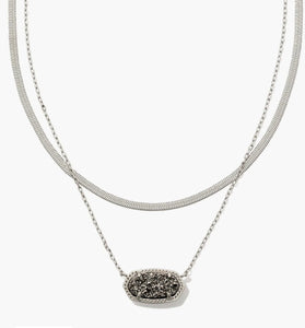 Kendra Scott-Elisa Herringbone Silver Multi Strand Necklace in Platinum 9608856325