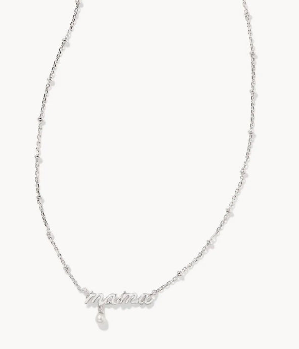 Kendra Scott-Mama Script Pendant Necklace in Silver Metal 9608864709