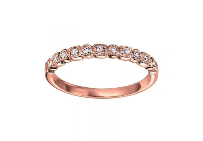 14K ROSE GOLD - SQUARE + CIRCLE BEZEL SET STACKABLE DIAMOND BAND D.12TW FR1084P