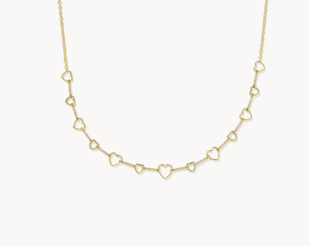 Kendra Scott-Haisley Heart Gold Strand Necklace in White Crystal 9608875658