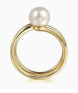 GABRIEL & Co-14K Yellow Gold Diamond and Pearl Bypass Ring LR52679Y45PL