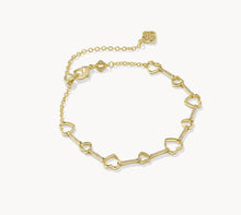 Load image into Gallery viewer, Kendra Scott-Haisley Heart Gold Delicate Chain Bracelet in White Crystal 9608875857