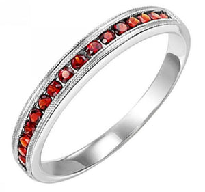 FR1219 10K White Gold Garnet .35 Tw Ladies Ring