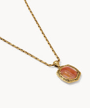 Load image into Gallery viewer, Kendra Scott-Tiger Striped Daphne Vintage Gold Small Long Pendant Necklace in Orange Banded Agate 9608805505