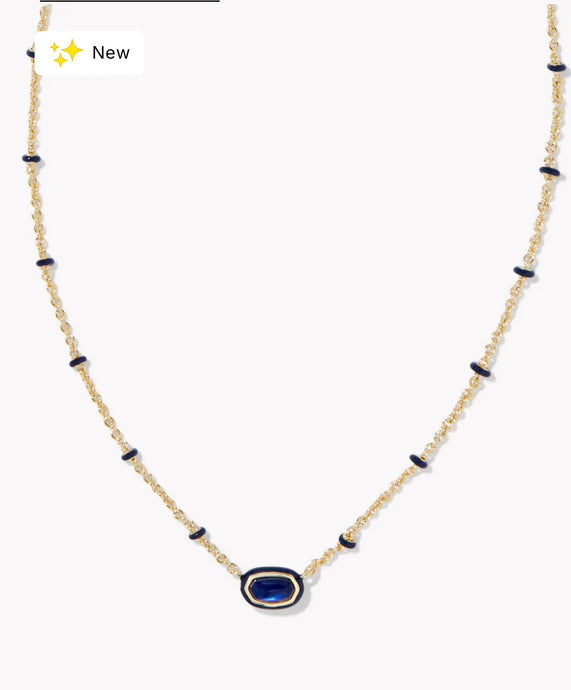 KENDRA SCOTT Mini Elisa Gold Enamel Frame Short Pendant Necklace in Navy 9608866270