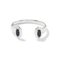 Load image into Gallery viewer, KENDRA SCOTT Elton Step Frame Cuff Bracelet Rhodium Dark Indigo Illusion 9608806789