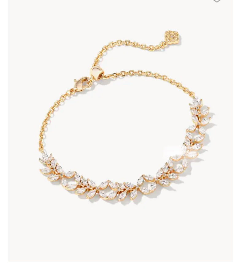 KENDRA SCOTT Rosalie Gold Tennis Bracelet in White Crystal 9608871313