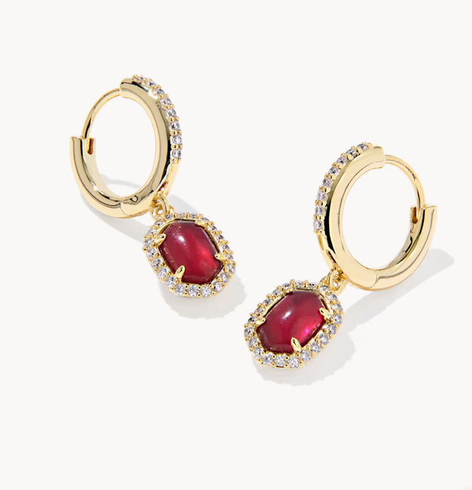 Kendra Scott-Daphne Gold Crystal Frame Huggie Earrings in Dark Burgundy Illusion 9608890479