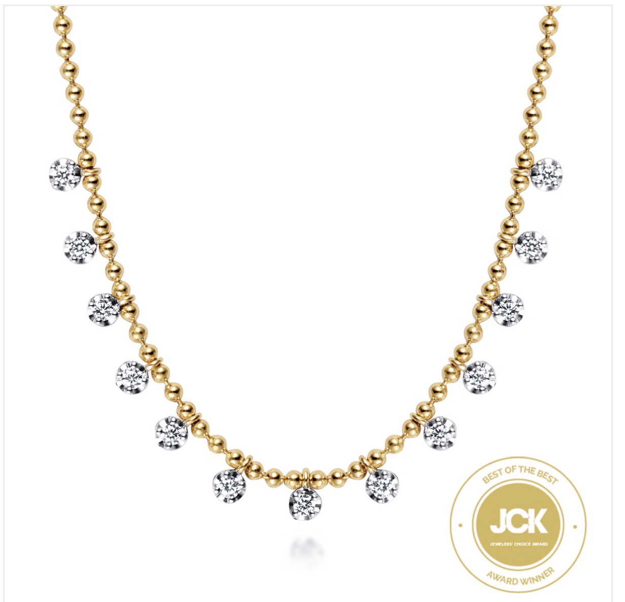 GABRIEL & Co 14K Yellow Gold Diamond Drop Necklace NK7233Y45JJ