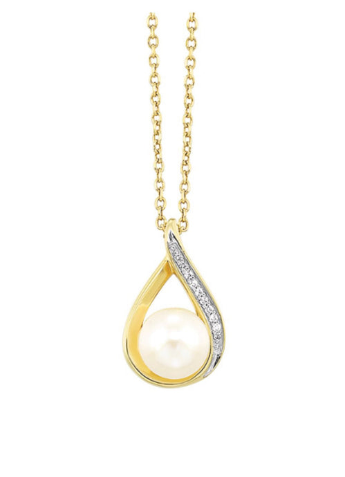 14k YG Pearl Diamond Necklace PD10923-4YSCPL