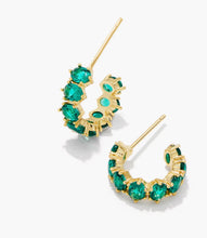 Load image into Gallery viewer, KENDRA SCOTT Cailin Gold Huggie Earrings in Green Crystal 9608862186