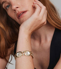 Load image into Gallery viewer, Kendra Scott-Tiger Striped Daphne Gold Statement Bracelet in Natural Mother-of-Pearl S/M 9608805514