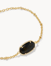 Load image into Gallery viewer, Kendra Scott-Tiger Striped Elaina Gold Delicate Chain Bracelet in Dark Brown Hawk's Eye 9608806369