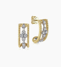 Load image into Gallery viewer, GABRIEL&amp;Co-14K White and Yellow Gold Bujukan Diamond J Earrings
EG15039M45JJ