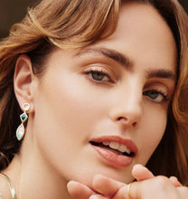 Load image into Gallery viewer, KENDRA SCOTT Monica Gold Linear Earrings in Teal Mix # 9608856903