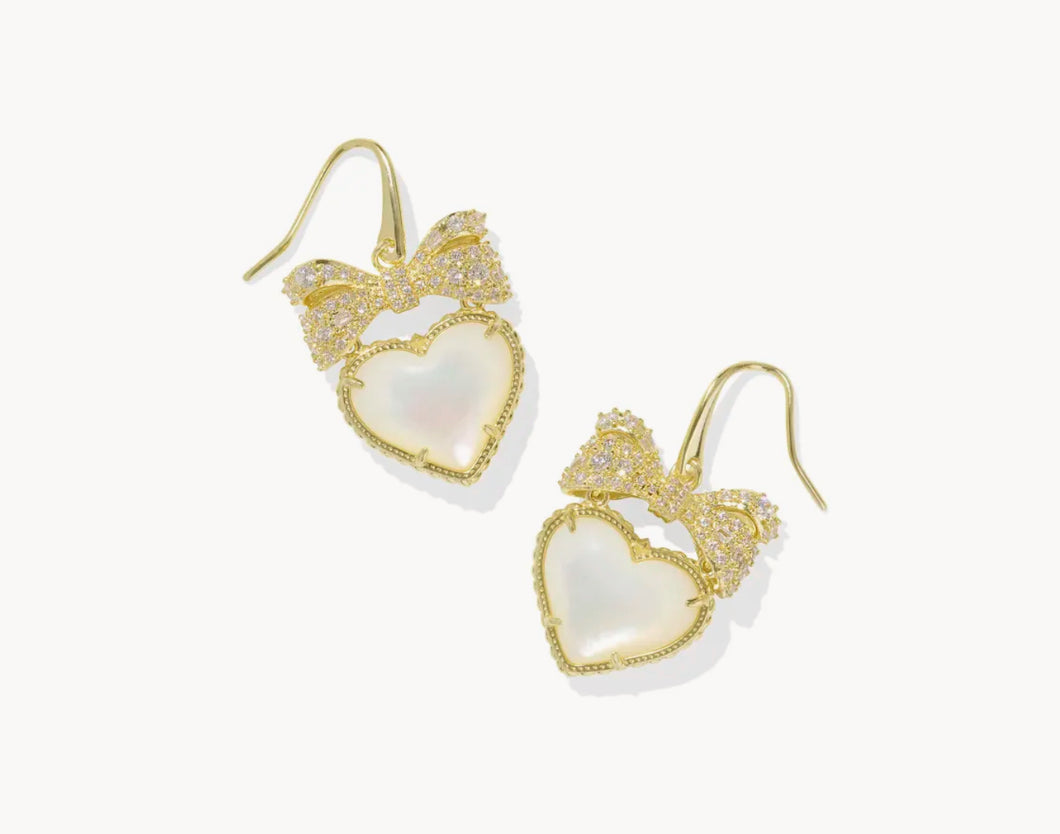 Kendra Scott-Haisley Heart Gold Drop Earrings in Ivory Mother-of-Pearl 9608871266