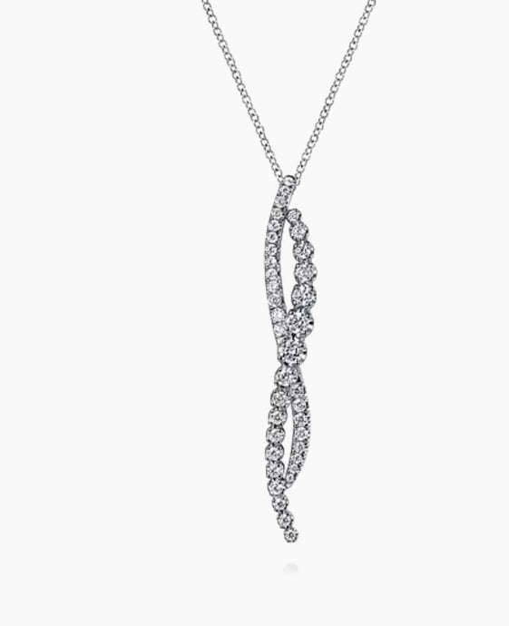Gabriel & Co-14K White Gold Diamond Twisted Pendant Necklace NK7708W45JJ