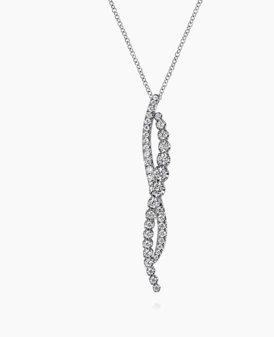 Gabriel & Co-14K White Gold Diamond Twisted Pendant Necklace NK7708W45JJ