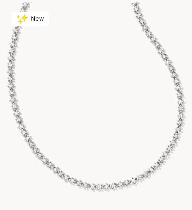 KENDRA SCOTT Nydia Silver Strand Necklace in White Crystal 9608864386