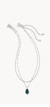 Load image into Gallery viewer, Kendra Scott-Alexandria Silver Multi Strand Necklace in Teal Green Illusion 9608862273