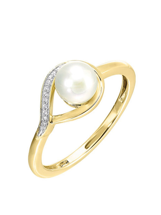 14k YG Diamond and Pearl Ring RG12345-4YSCPL