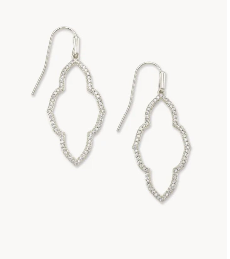 KENDRA SCOTT Abbie Silver Open Frame Earrings in White Crystal 4217719626