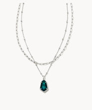 Load image into Gallery viewer, Kendra Scott-Alexandria Silver Multi Strand Necklace in Teal Green Illusion 9608862273