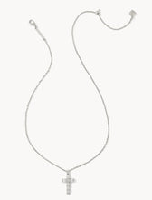 Load image into Gallery viewer, KENDRA SCOTT Gracie Silver Cross Short Pendant Necklace in White Crystal # 9608856130