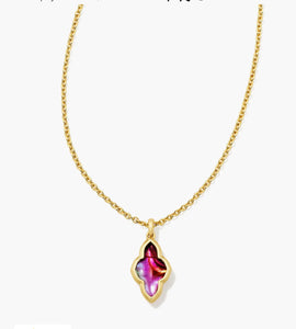Kendra Scott-Framed Abbie Gold Short Pendant Necklace in Light  Burgundy Illusion 9608853282