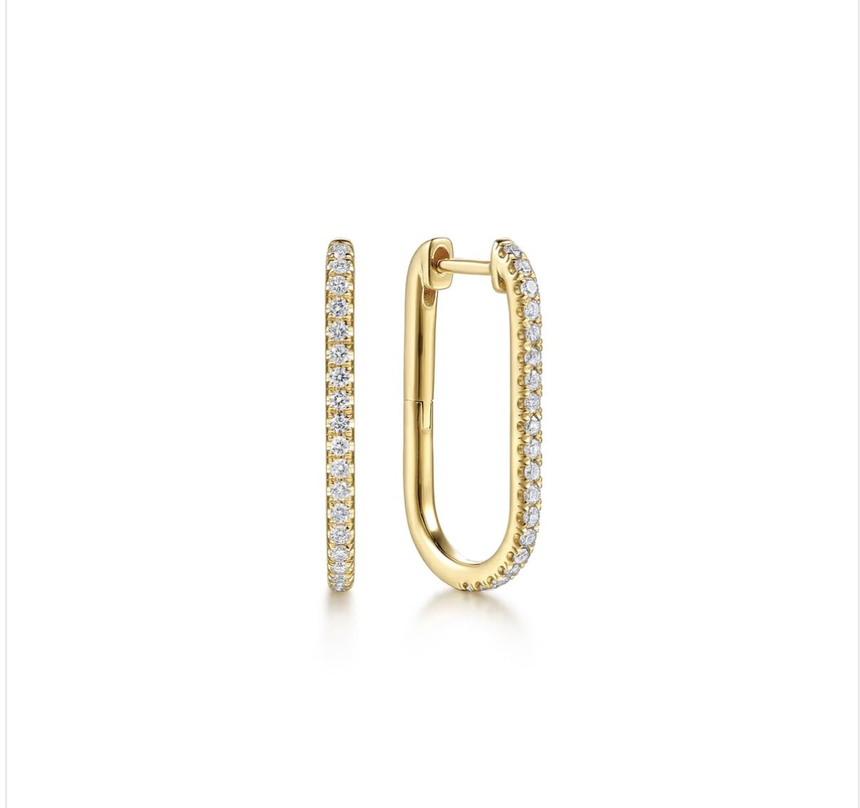 Gabriel & Co-14K Yellow Gold Diamond Classic Elongated Oval Hoop Earrings EG15708Y45JJ